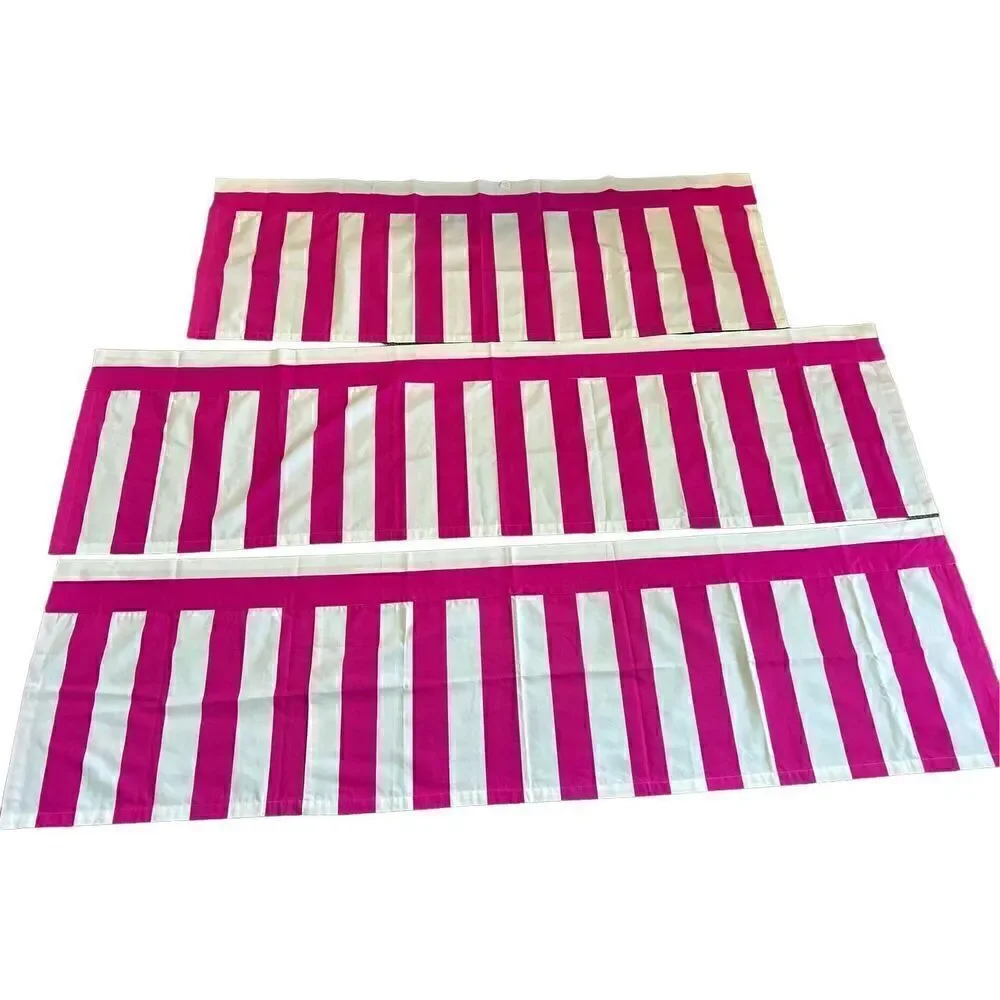 3 Piece Annie Selke Pink White Stripe Valance Set-See Description For Sizes